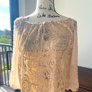 Top Blouse Lace Cream/ Blush color